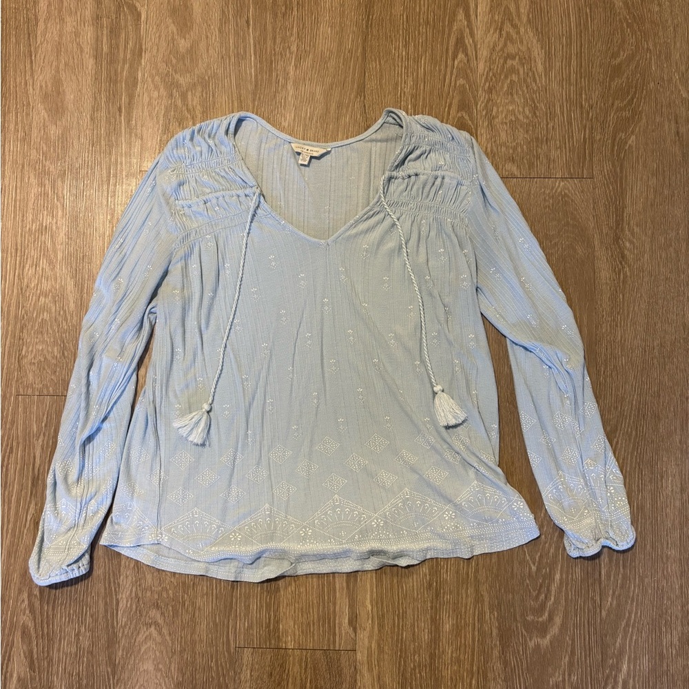Lucky Brand Light Blue Blouse with Tassels